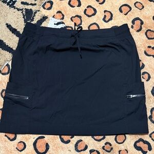 Black Drawstring Skirt with Zip Pockets